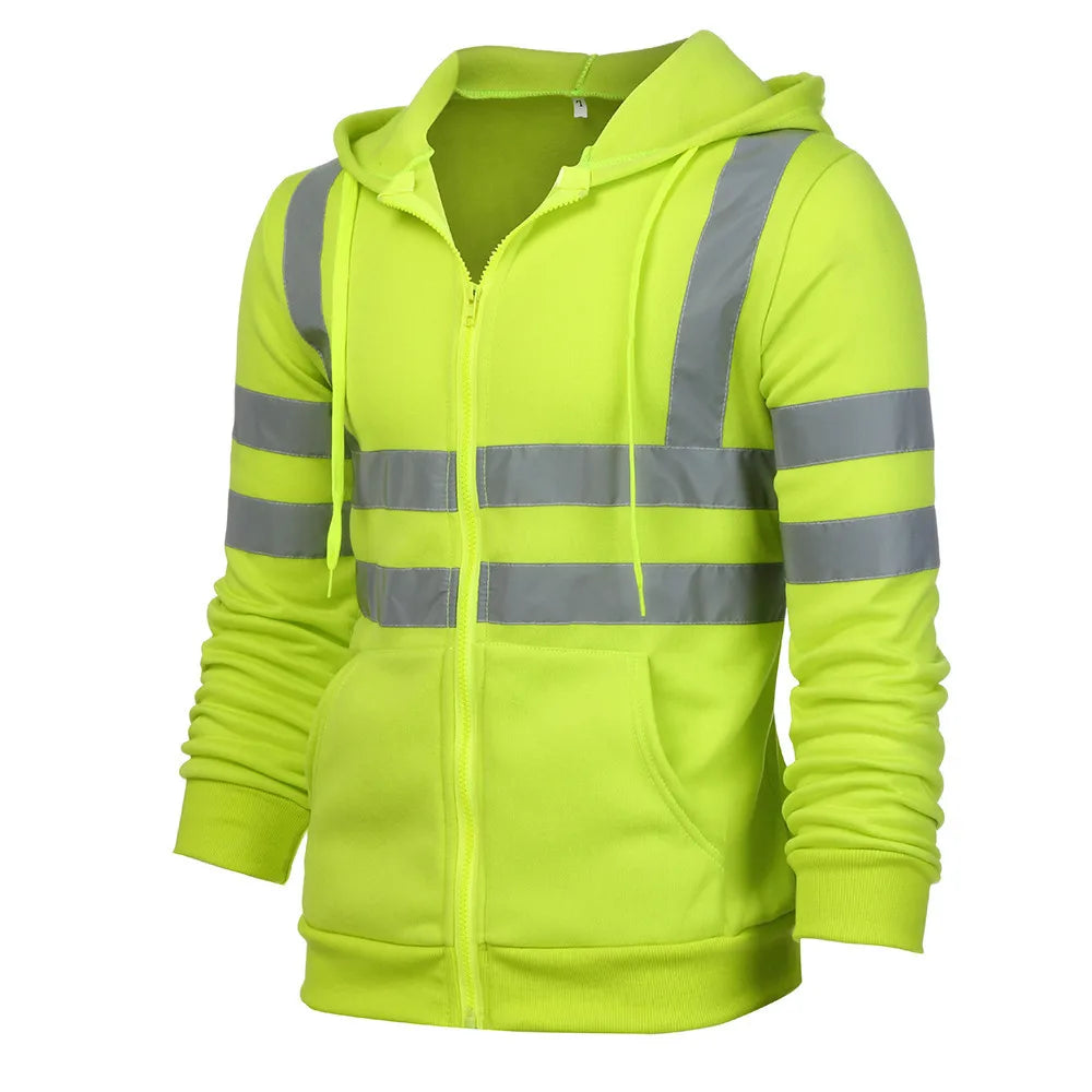 Hoodies Male Reflective Sportswear Men's Jacket Road Work High Visibility Pullover Long Sleeve Tops Coat Clothes Streetwear