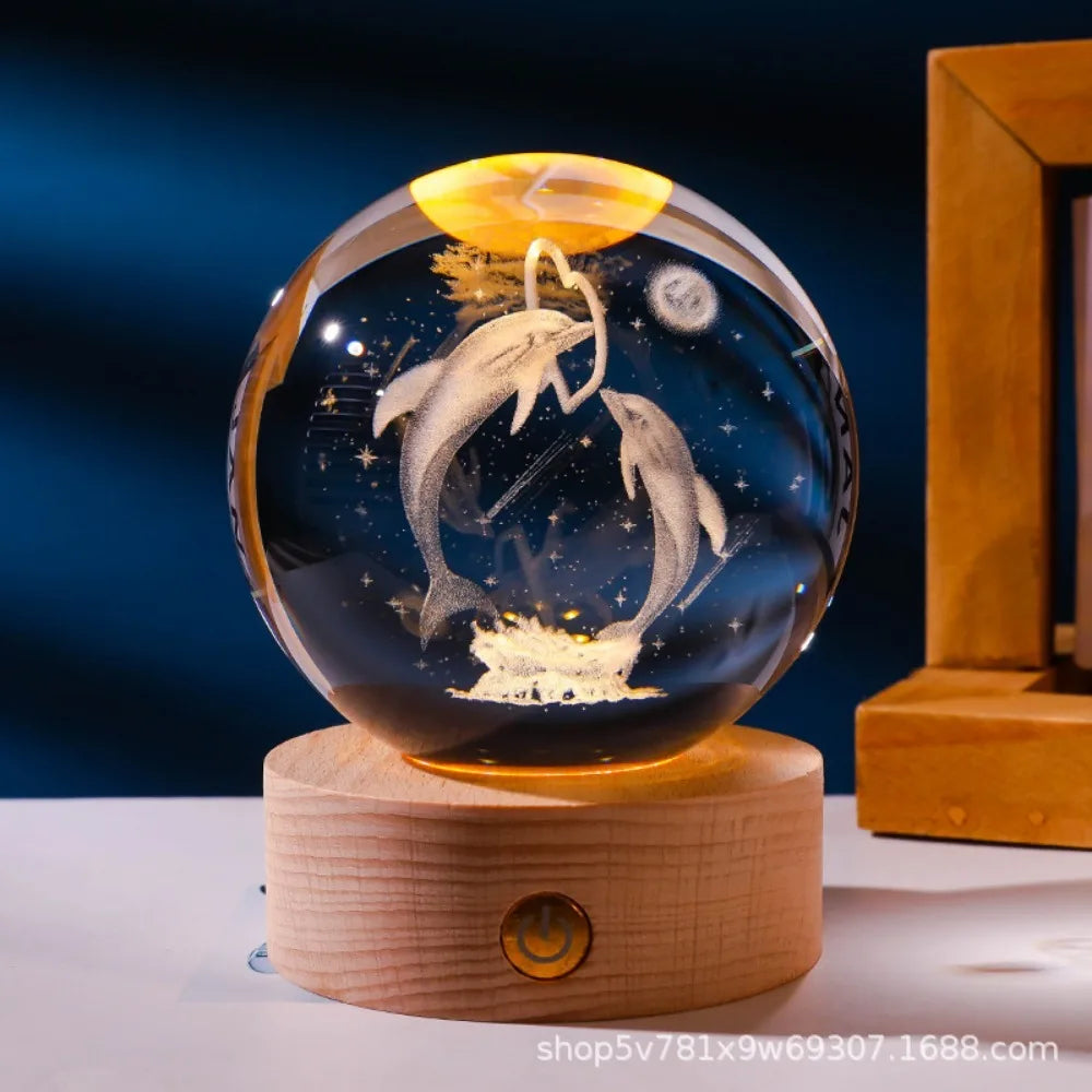3D Axolotl Laser Engraved Crystal Night Light - Perfect Gift for Kids & Loved Ones-World Bazaar Life