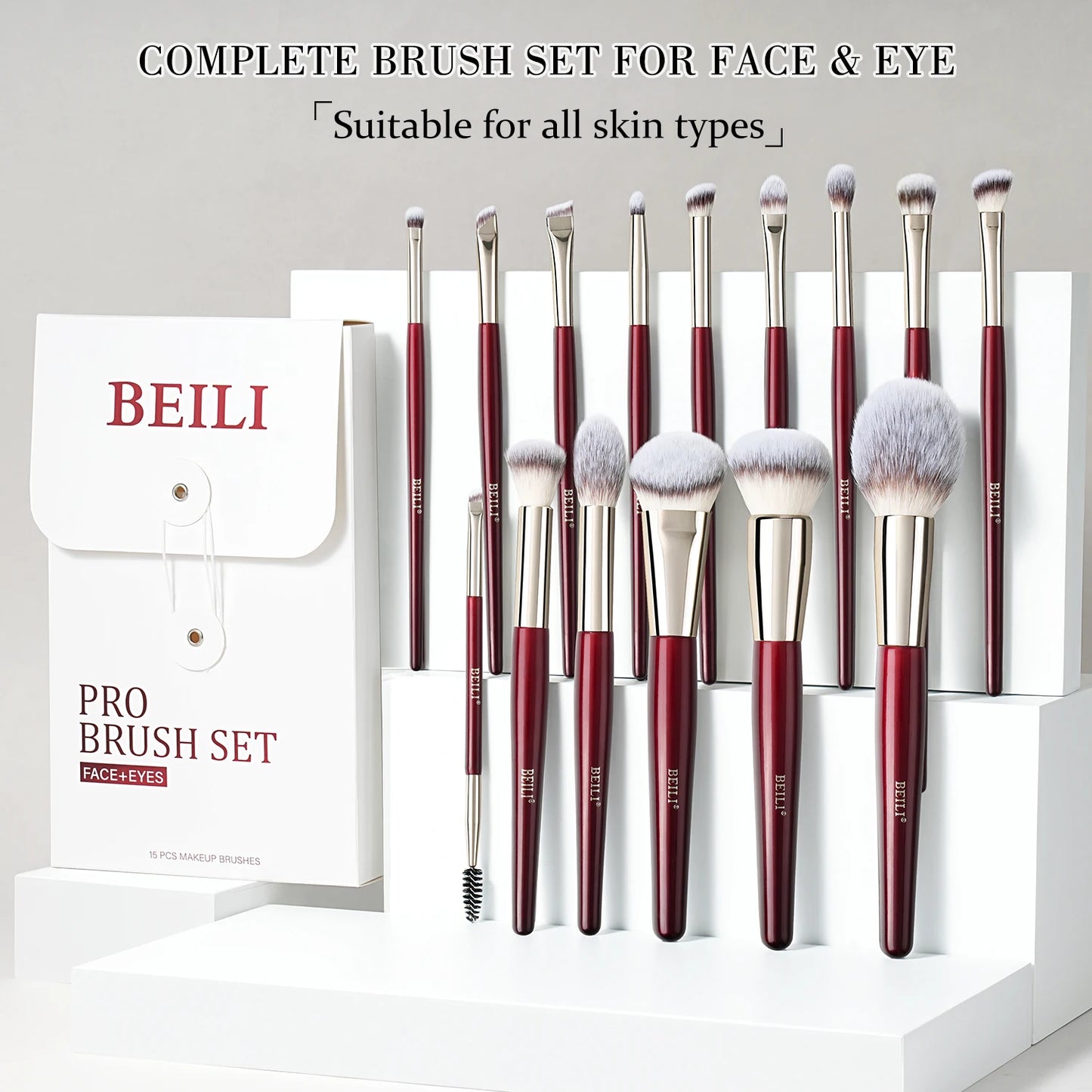 BEILI 9/15/30Pcs Pro Makeup Brushes Suitable for Foundation Powder Concealer Eyeshadow Eyebrow Eyelashes Eyeliner Brush Set-World Bazaar Life