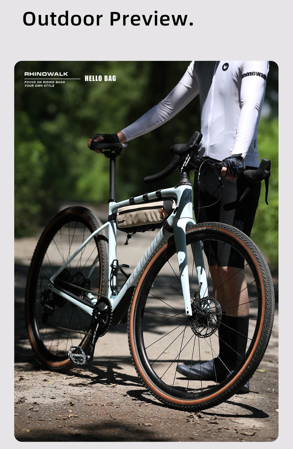 Rhinowalk Bike Frame Bag 2.1L-2.7L Splash-Proof Bicycle Under Tube Bag Triangle Bag Double Sided SBS Zipper Bottom binding syste