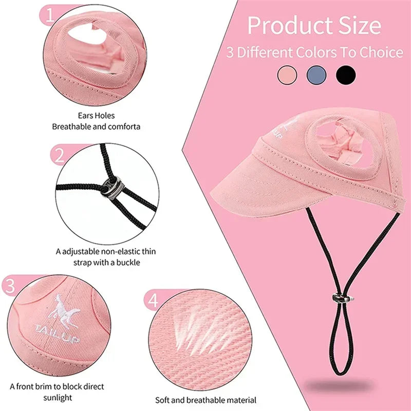 Small Puppy Pets Summer Solid Color Cap Dog Baseball Visor Hat Outdoor Accessories Sun Bonnet Travelhelmet-World Bazaar Life