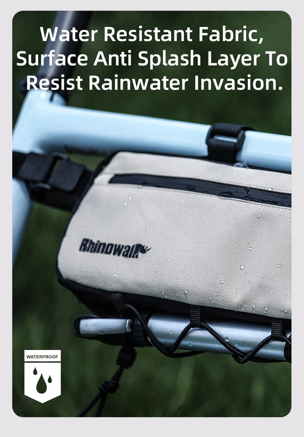 Rhinowalk Bike Frame Bag 2.1L-2.7L Splash-Proof Bicycle Under Tube Bag Triangle Bag Double Sided SBS Zipper Bottom binding syste