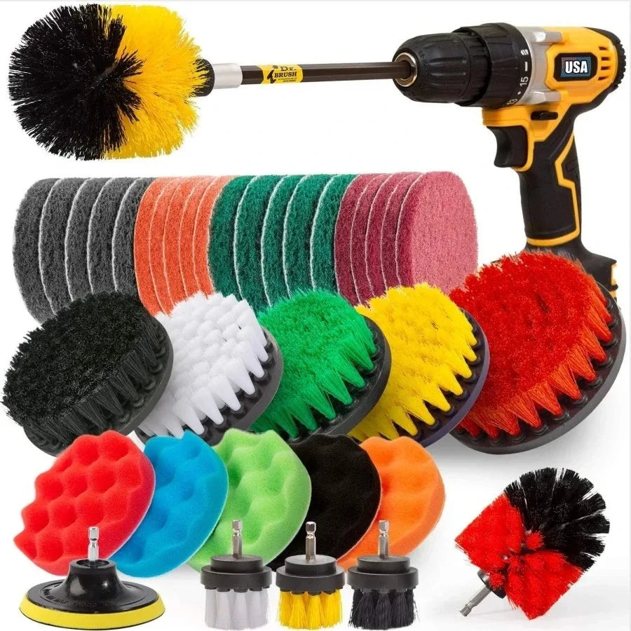 UNTIOR Electric Drill Brush Kit Power Scrubber Brush Attachments Set Scrub Wash Brushes Tools for Car Floor Tires Toilet Cleanin-World Bazaar Life
