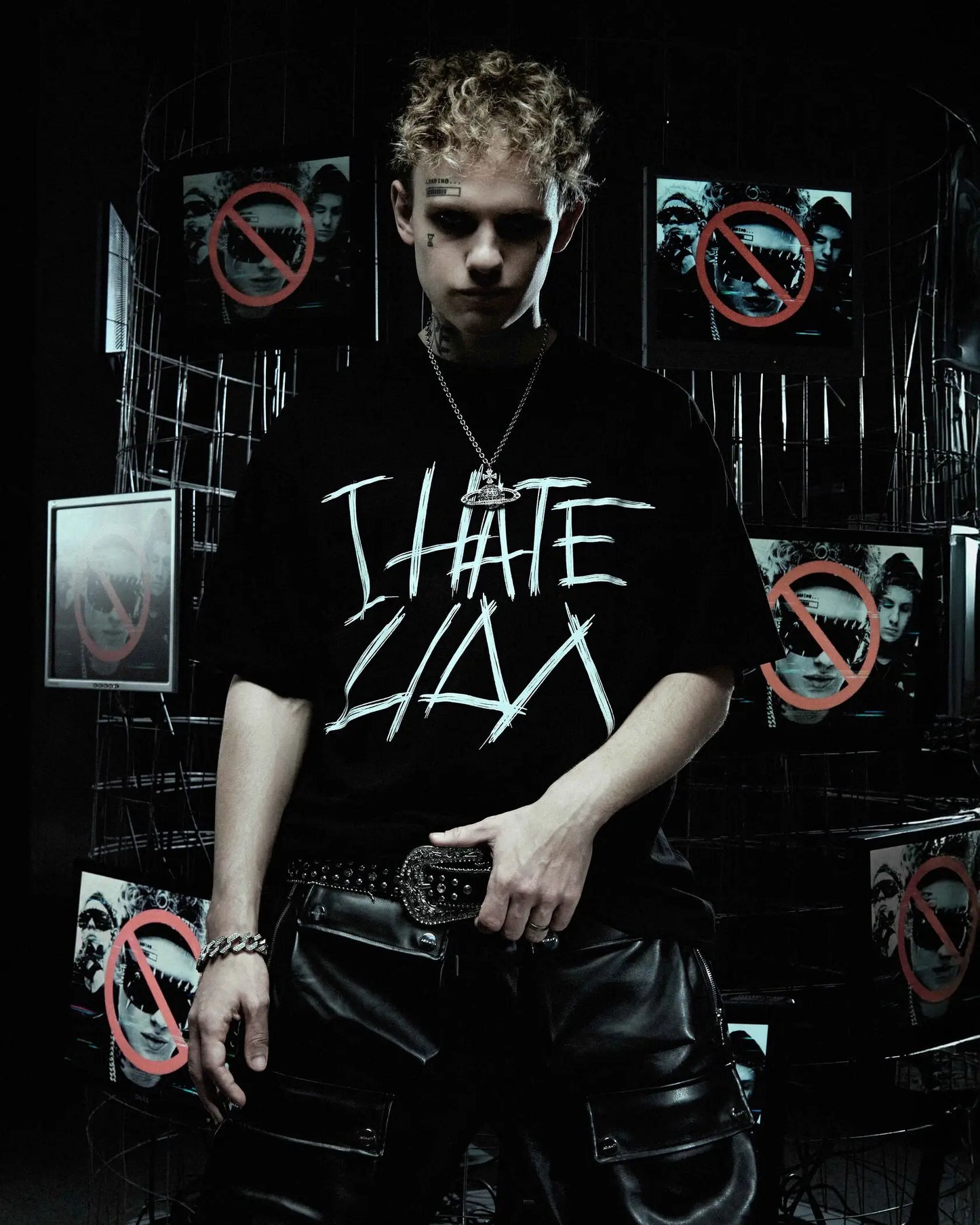Oversized Men's Clothing Streetwear I HATE LIDA Print Hip Hop Korean Short Sleeve Y2k Tops Tee Cotton Graphic Unisex Tshirt Goth-World Bazaar Life