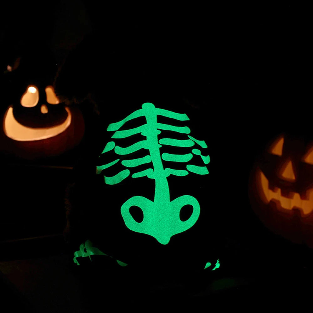 Fluorescence Pet Skeleton Costume Skeleton Jumpsuit for Small Medium Dogs Funny Halloween Outfit for Puppy Cosplay Prop Apparel-World Bazaar Life