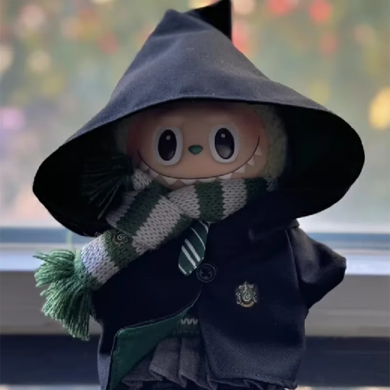 17cm Labubu Fashion Cloak Set Vinyl Doll Clothing Decoration Magic Academy Style Clothing Shoes Glasses Accessories Gifts