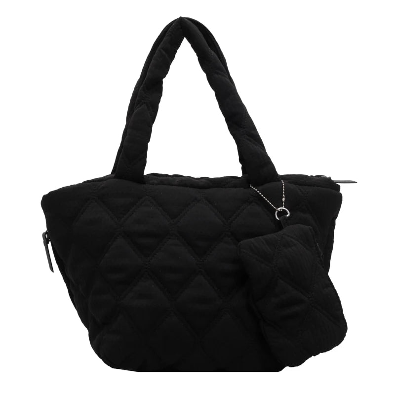 Puffer Tote Bag for Women Lightweight Down Cotton Padded Crossbody Bag Large Capacity Handbag Puffy Purse for Shopping Travel ?-World Bazaar Life