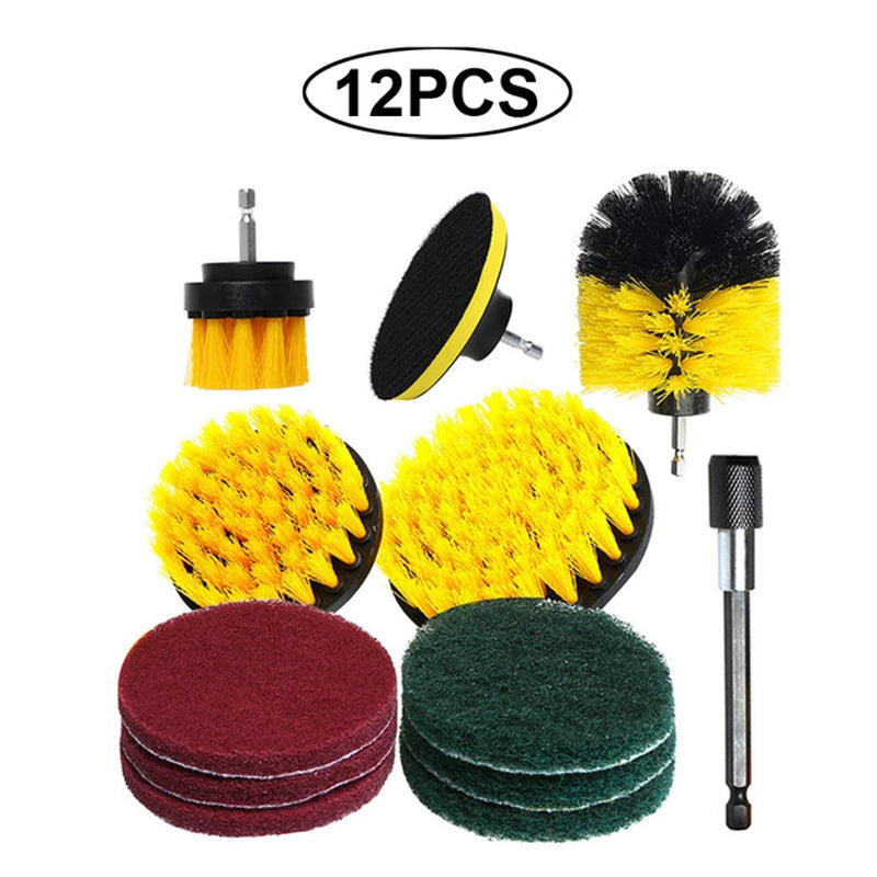 UNTIOR Electric Drill Brush Kit Power Scrubber Brush Attachments Set Scrub Wash Brushes Tools for Car Floor Tires Toilet Cleanin-World Bazaar Life