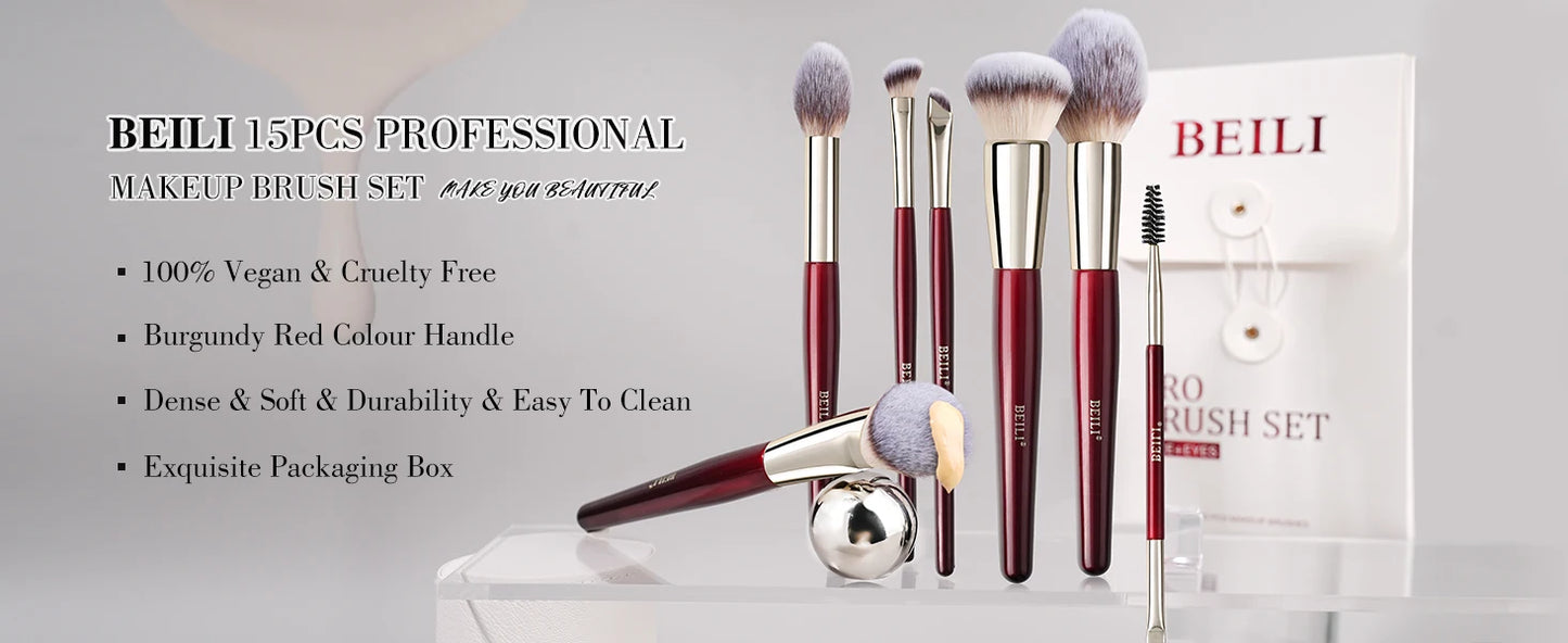 BEILI 9/15/30Pcs Pro Makeup Brushes Suitable for Foundation Powder Concealer Eyeshadow Eyebrow Eyelashes Eyeliner Brush Set-World Bazaar Life