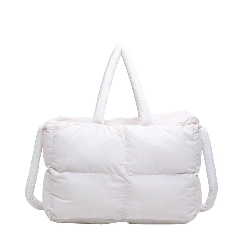 Puffer Tote Bag for Women Lightweight Down Cotton Padded Crossbody Bag Large Capacity Handbag Puffy Purse for Shopping Travel ?-World Bazaar Life
