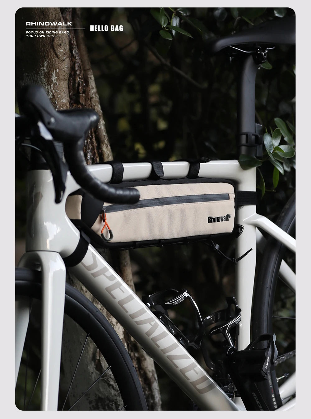 Rhinowalk Bike Frame Bag 2.1L-2.7L Splash-Proof Bicycle Under Tube Bag Triangle Bag Double Sided SBS Zipper Bottom binding syste