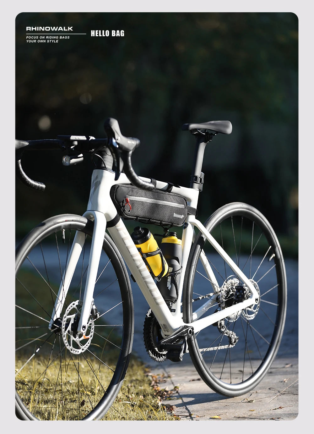 Rhinowalk Bike Frame Bag 2.1L-2.7L Splash-Proof Bicycle Under Tube Bag Triangle Bag Double Sided SBS Zipper Bottom binding syste