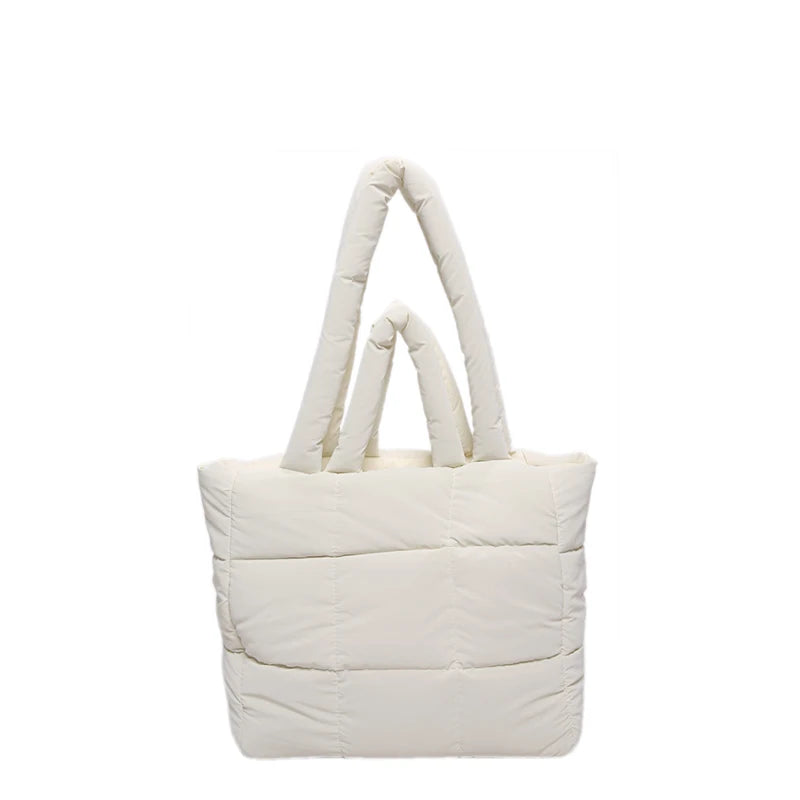 Puffer Tote Bag for Women Lightweight Down Cotton Padded Crossbody Bag Large Capacity Handbag Puffy Purse for Shopping Travel ?-World Bazaar Life