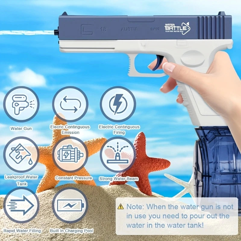 Elektrische Wasserpistole für Erwachsene – wiederaufladbare elektrische automatische Wasserpistole mit Trommel, Strand, Pool, Schwimmen, Party im Freien, 500 cc