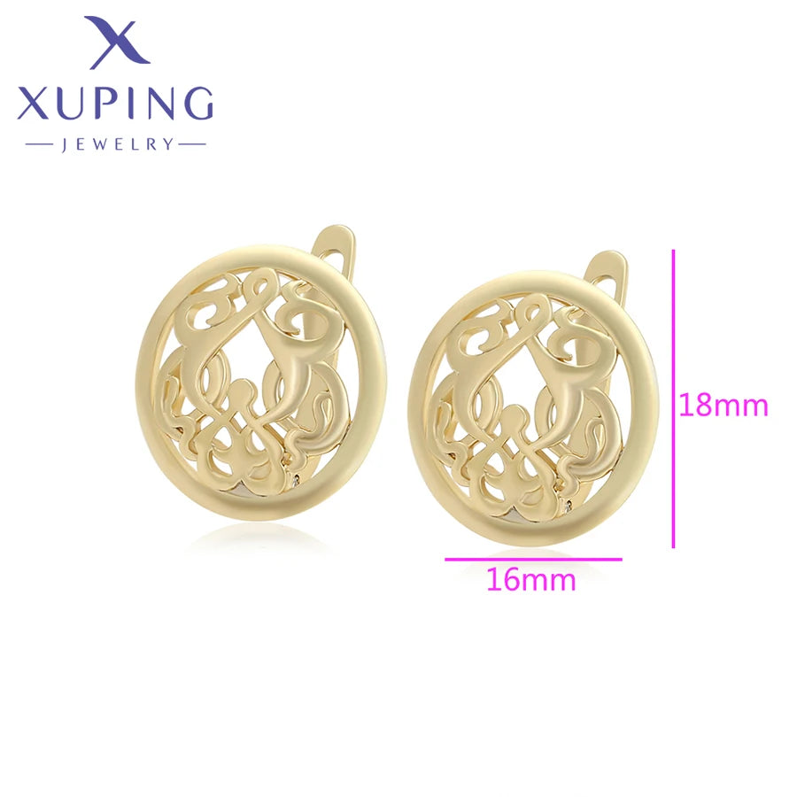 Xuping Jewelry New Arrival Simple No Stone Light Gold Color Hoop Earrings for Women Girl Party Gift X000704213