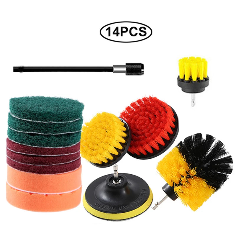 UNTIOR Electric Drill Brush Kit Power Scrubber Brush Attachments Set Scrub Wash Brushes Tools for Car Floor Tires Toilet Cleanin-World Bazaar Life