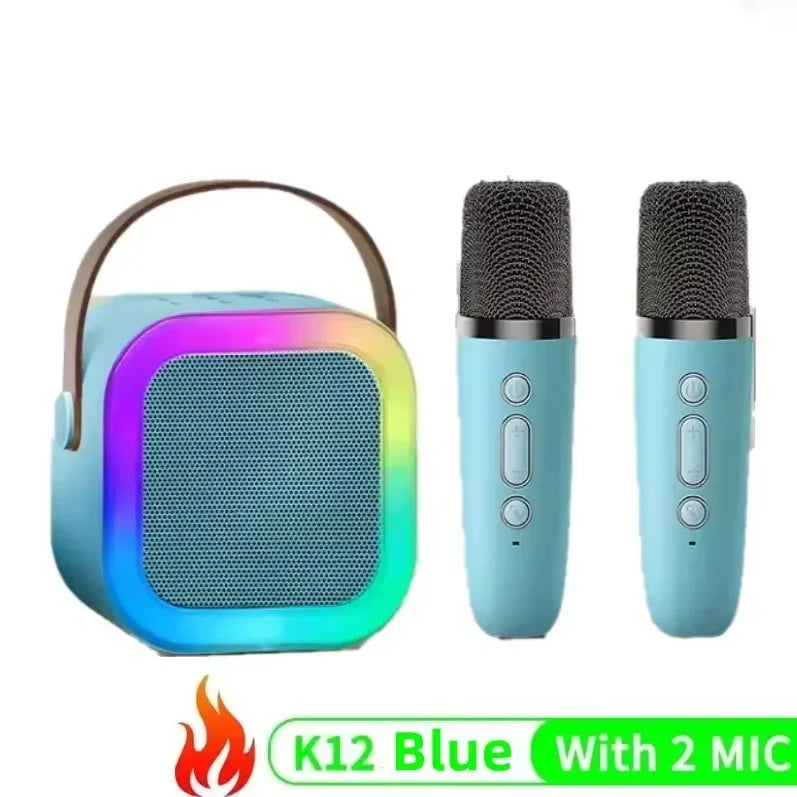 K12 Bluetooth Karaoke Machine Portable 5.3 PA Speaker System with 1-2 Wireless Microphones Home Family Singing Children's Gifts-World Bazaar Life