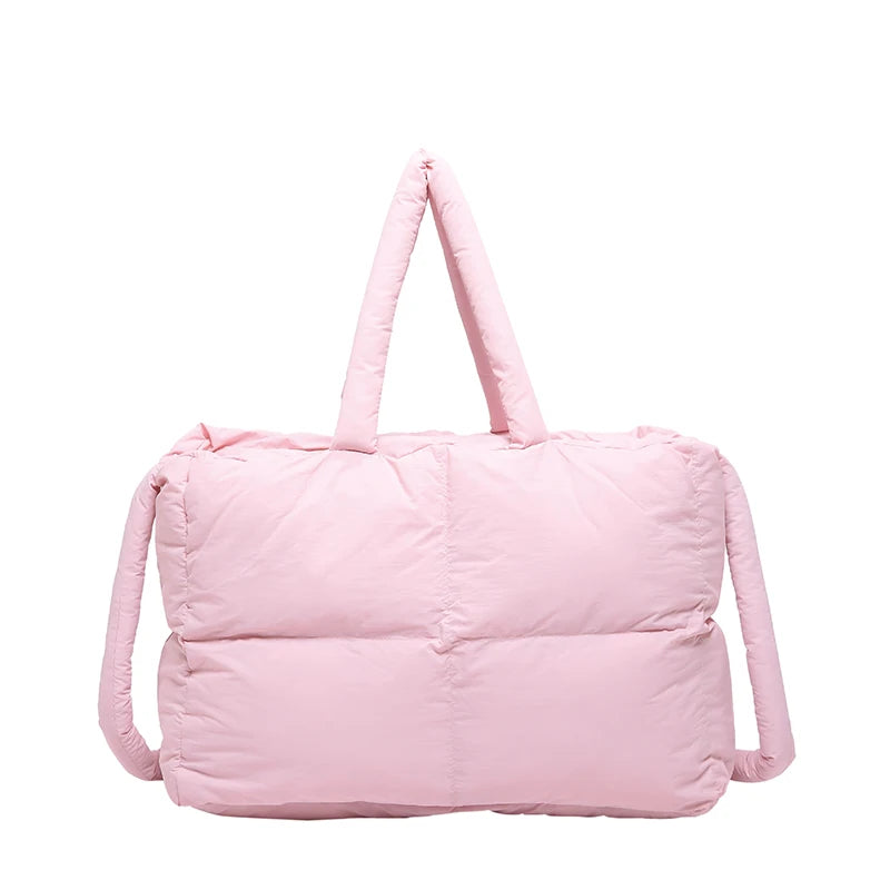 Puffer Tote Bag for Women Lightweight Down Cotton Padded Crossbody Bag Large Capacity Handbag Puffy Purse for Shopping Travel ?-World Bazaar Life