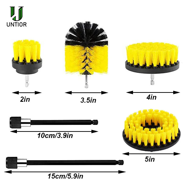 UNTIOR Electric Drill Brush Kit Power Scrubber Brush Attachments Set Scrub Wash Brushes Tools for Car Floor Tires Toilet Cleanin-World Bazaar Life