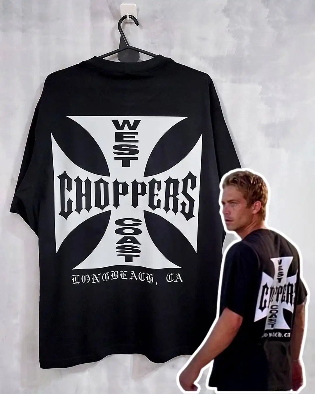 West Coast Choppers Cross Frame Print Tshirt Male Hip Hop Streetwear Oversized T-shirts Fashion Tees Men's Fleece Short Sleeve-World Bazaar Life