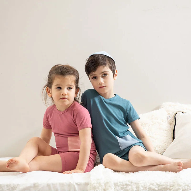 AS Kids Pajamas Children Sleepwear Short Sleeve Casual Sets Baby Boys Girls Clothes Cotton Nightwear Kids Clothing-World Bazaar Life