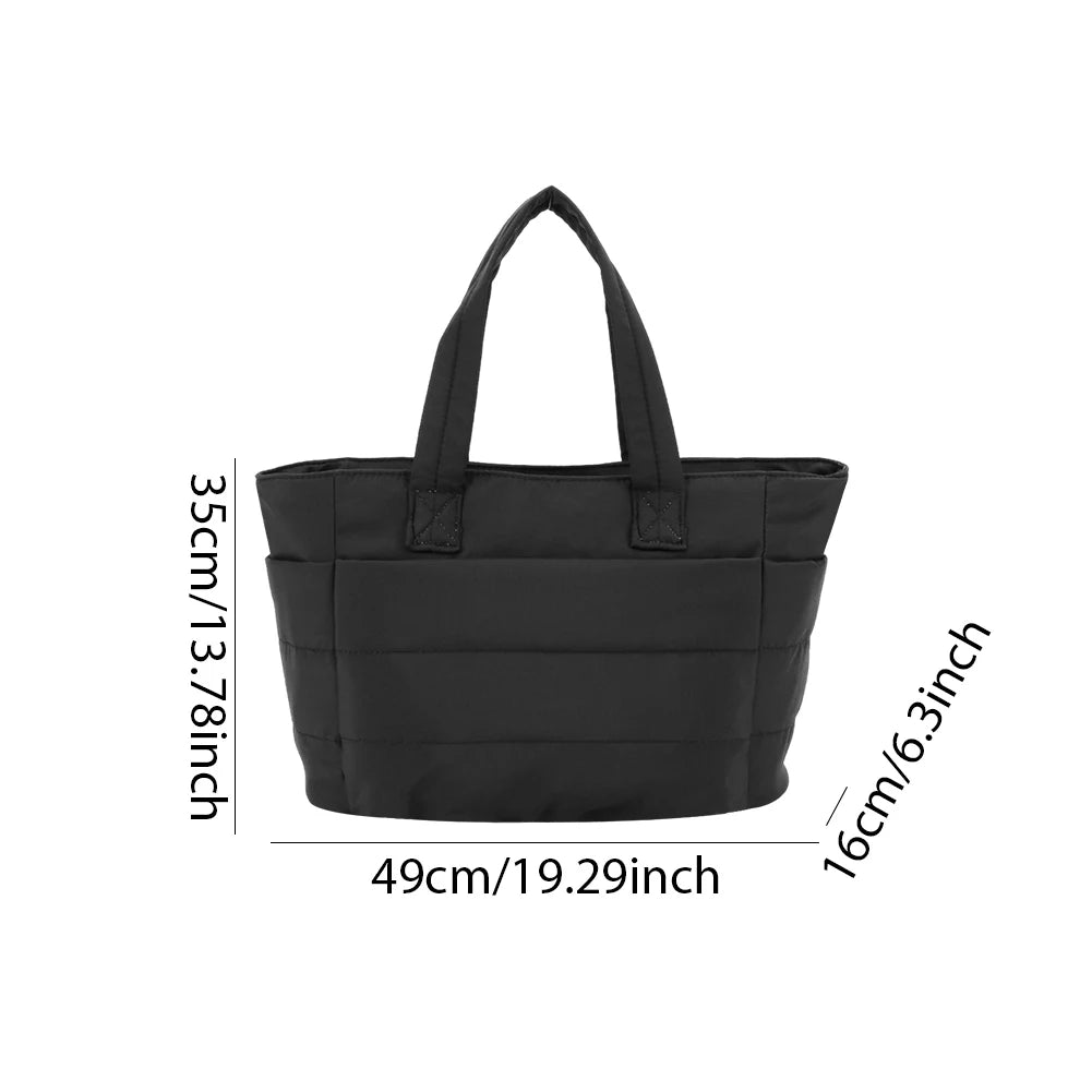 Puffer Tote Bag for Women Lightweight Down Cotton Padded Crossbody Bag Large Capacity Handbag Puffy Purse for Shopping Travel ?-World Bazaar Life