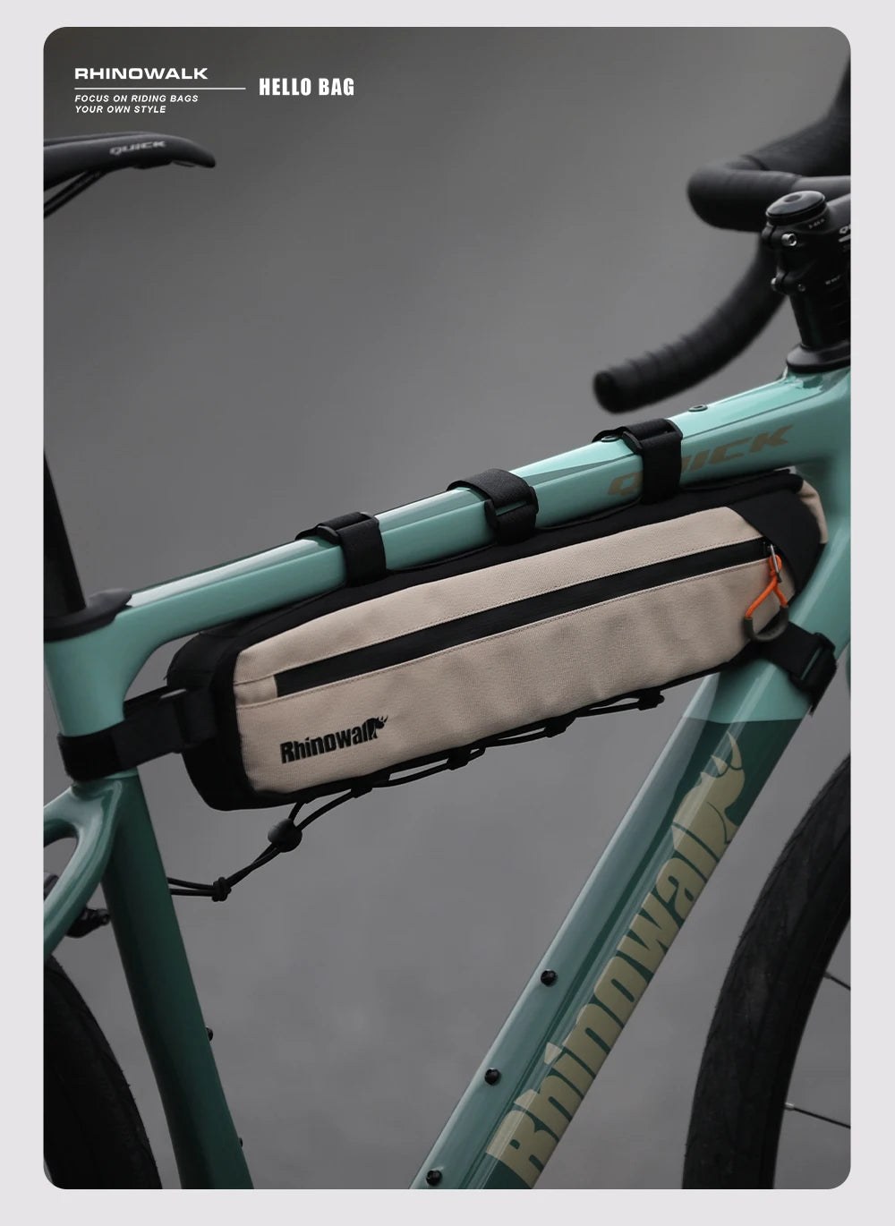 Rhinowalk Bike Frame Bag 2.1L-2.7L Splash-Proof Bicycle Under Tube Bag Triangle Bag Double Sided SBS Zipper Bottom binding syste