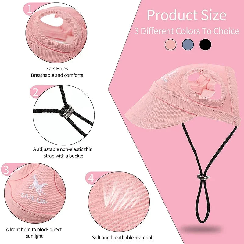 Small Puppy Pets Summer Solid Color Cap Dog Baseball Visor Hat Outdoor Accessories Sun Bonnet Travelhelmet-World Bazaar Life