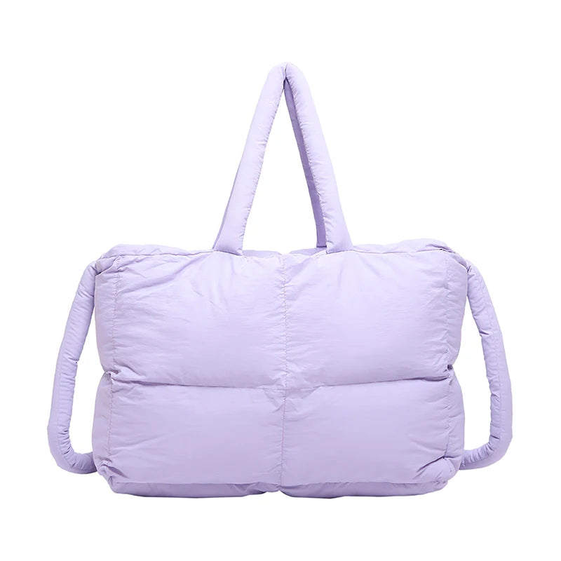 Puffer Tote Bag for Women Lightweight Down Cotton Padded Crossbody Bag Large Capacity Handbag Puffy Purse for Shopping Travel 