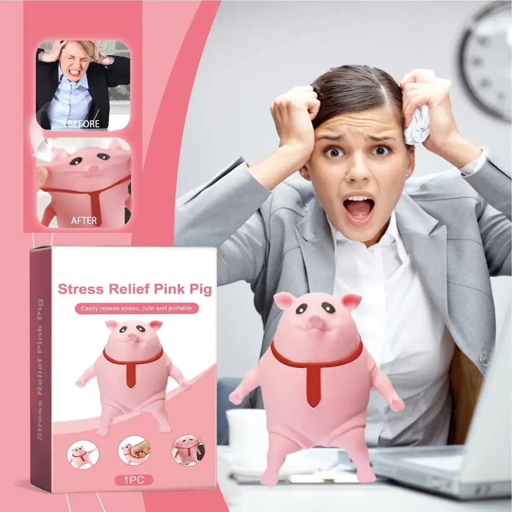 Cute Pink Pig Stress Relief Toy – Squeezable Animal Doll for Fun