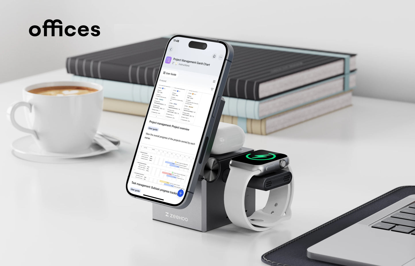 ZeeHoo 3-in-1 Charging Station for iPhone, MagSafe Wireless Stand - World Bazaar Life