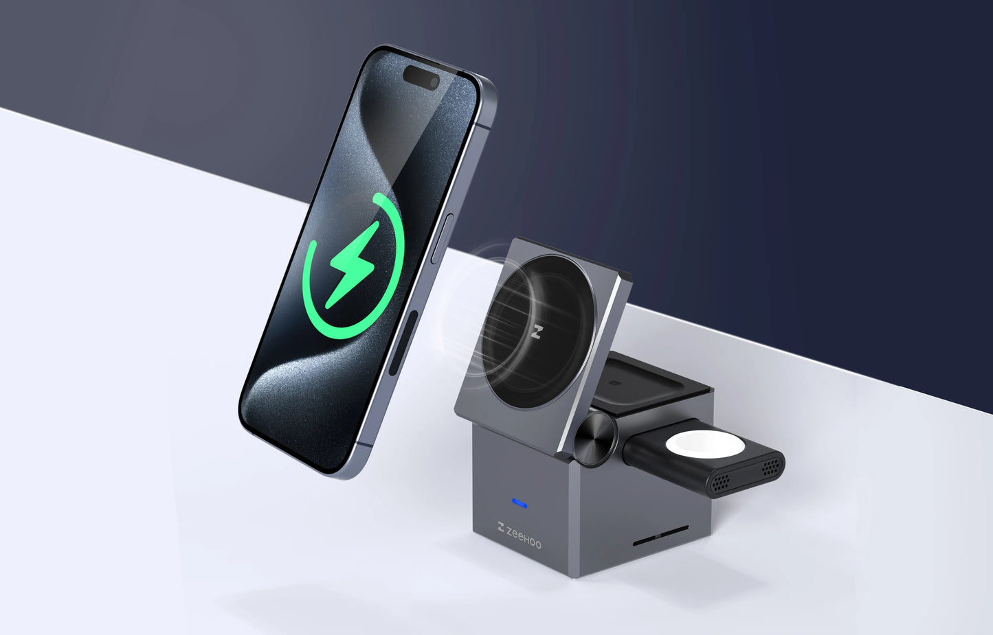 ZeeHoo 3-in-1 Charging Station for iPhone, MagSafe Wireless Stand - World Bazaar Life