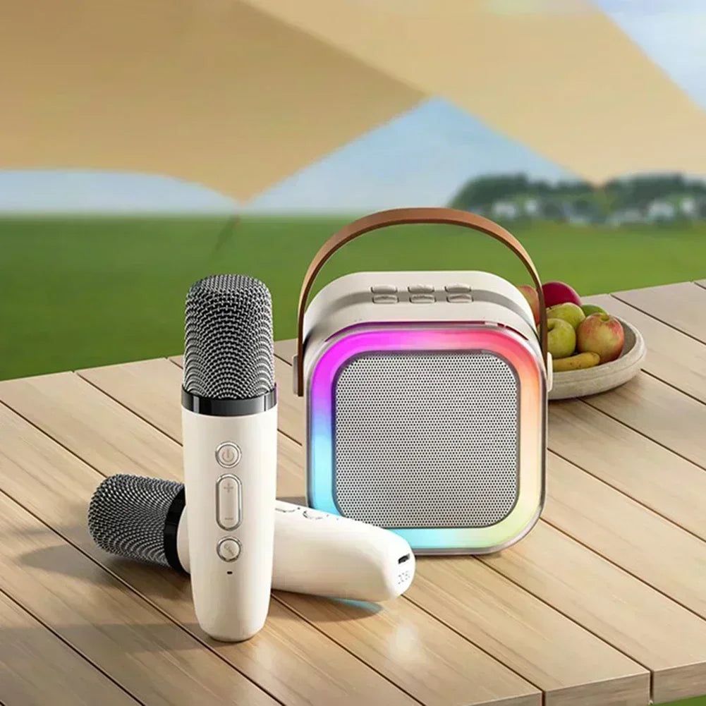 K12 Bluetooth Karaoke Machine Portable 5.3 PA Speaker System with 1-2 Wireless Microphones Home Family Singing Children's Gifts-World Bazaar Life