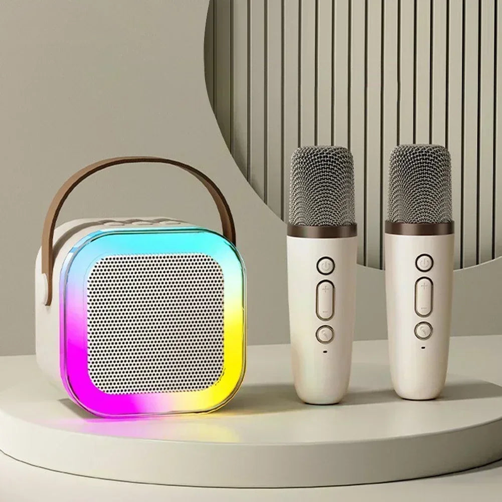 K12 Bluetooth Karaoke Machine Portable 5.3 PA Speaker System with 1-2 Wireless Microphones Home Family Singing Children's Gifts-World Bazaar Life