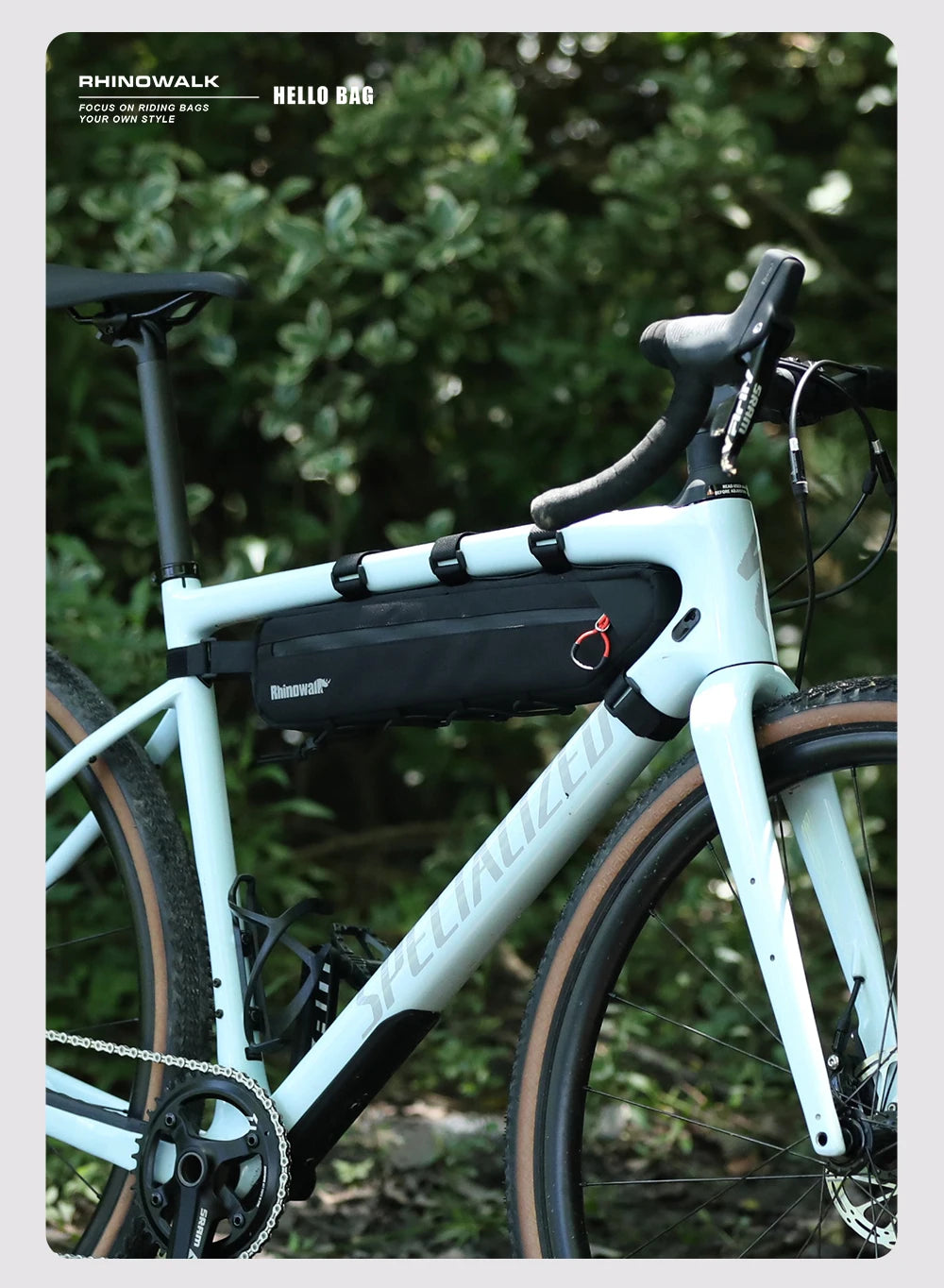 Rhinowalk Bike Frame Bag 2.1L-2.7L Splash-Proof Bicycle Under Tube Bag Triangle Bag Double Sided SBS Zipper Bottom binding syste