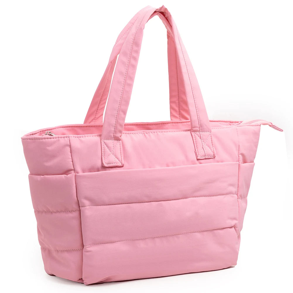Puffer Tote Bag for Women Lightweight Down Cotton Padded Crossbody Bag Large Capacity Handbag Puffy Purse for Shopping Travel ?-World Bazaar Life