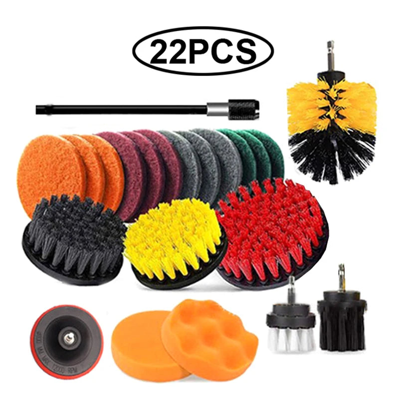 UNTIOR Electric Drill Brush Kit Power Scrubber Brush Attachments Set Scrub Wash Brushes Tools for Car Floor Tires Toilet Cleanin-World Bazaar Life