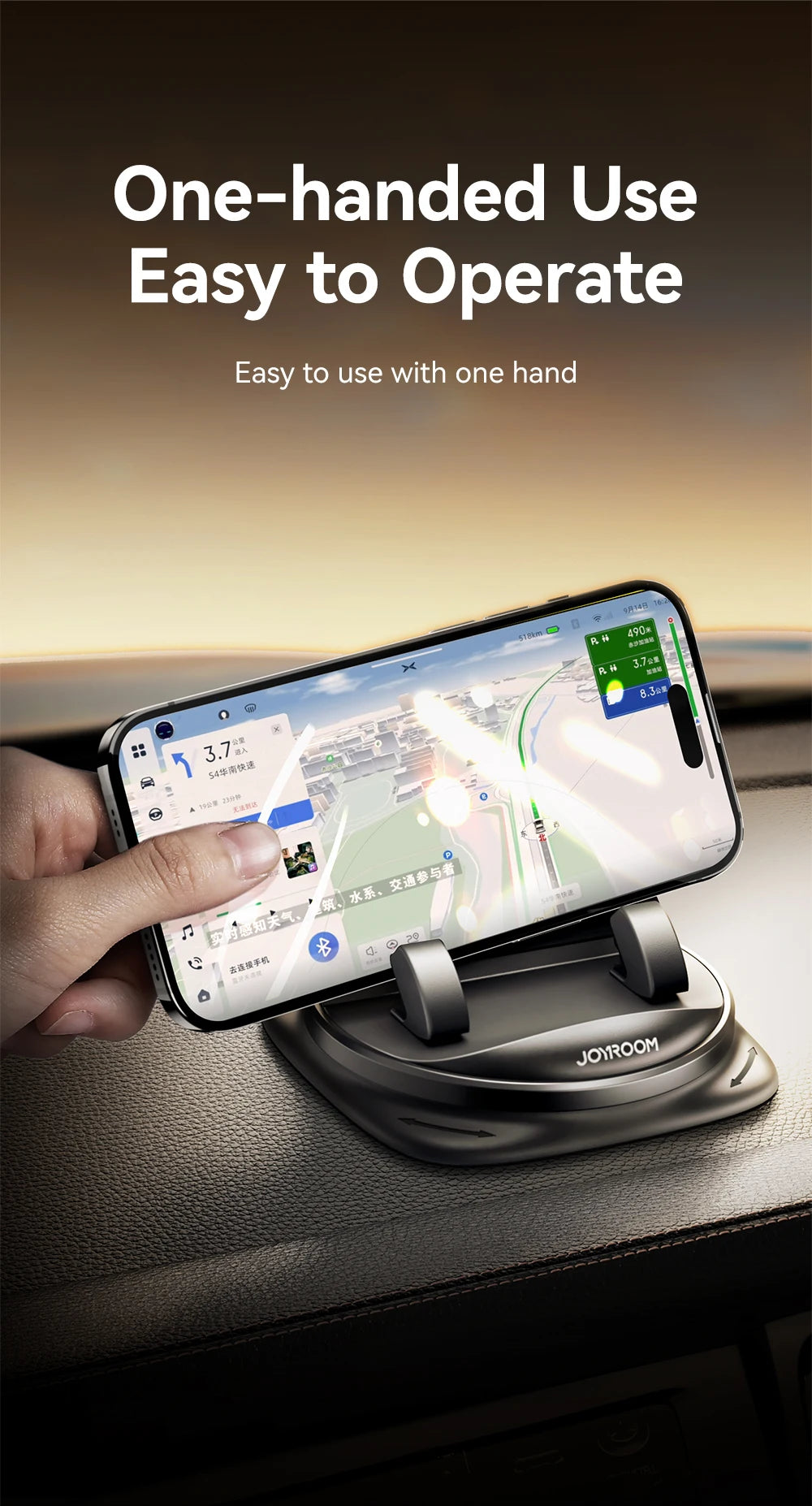 Joyroom Dashboard Car Phone Holder Universal 360° Rotation Silicone Phone Mount One-Handed Operation Phone Holder For Car Use - World Bazaar Life