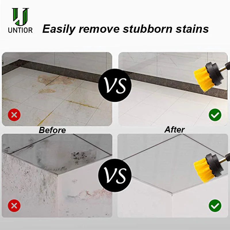 UNTIOR Electric Drill Brush Kit Power Scrubber Brush Attachments Set Scrub Wash Brushes Tools for Car Floor Tires Toilet Cleanin-World Bazaar Life