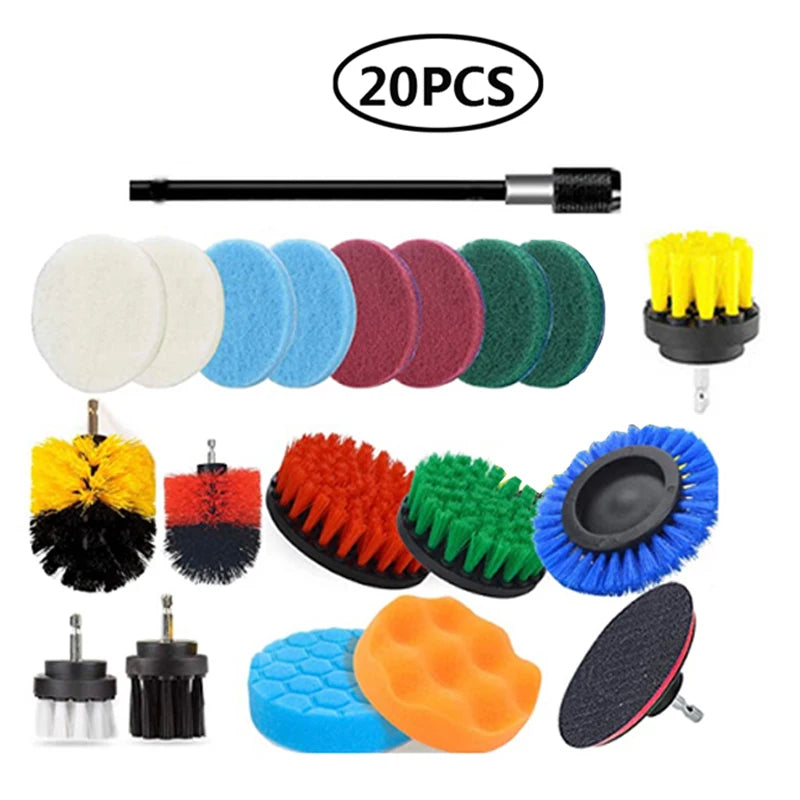 UNTIOR Electric Drill Brush Kit Power Scrubber Brush Attachments Set Scrub Wash Brushes Tools for Car Floor Tires Toilet Cleanin-World Bazaar Life