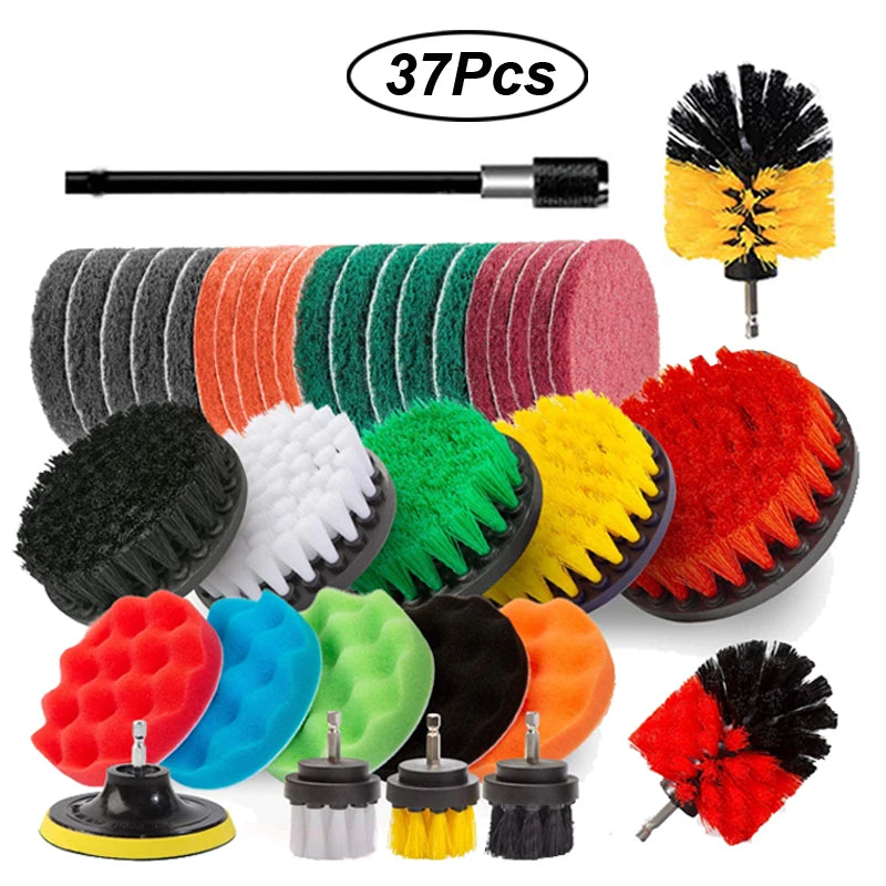 UNTIOR Electric Drill Brush Kit Power Scrubber Brush Attachments Set Scrub Wash Brushes Tools for Car Floor Tires Toilet Cleanin-World Bazaar Life