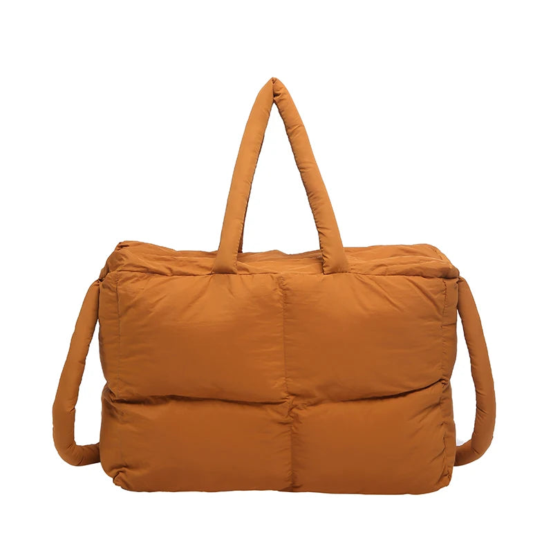Puffer Tote Bag for Women Lightweight Down Cotton Padded Crossbody Bag Large Capacity Handbag Puffy Purse for Shopping Travel ?-World Bazaar Life