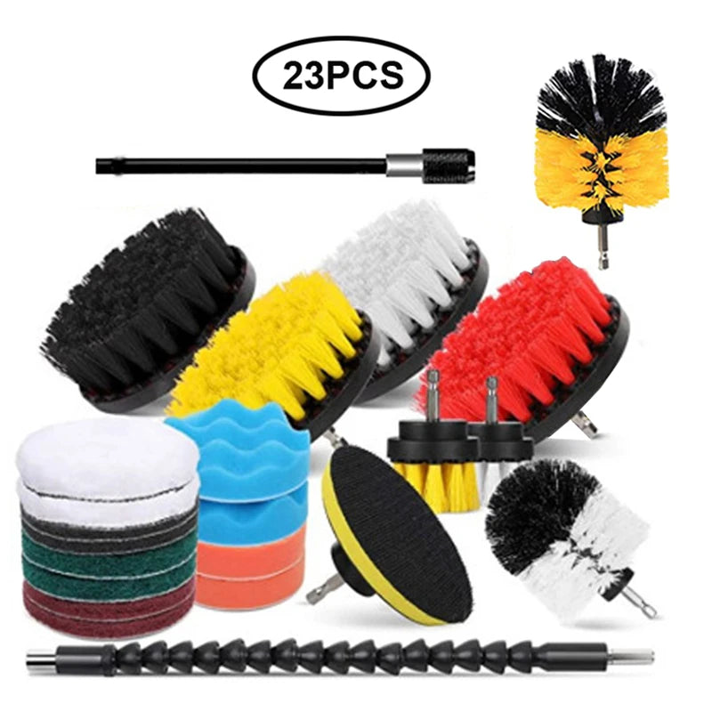 UNTIOR Electric Drill Brush Kit Power Scrubber Brush Attachments Set Scrub Wash Brushes Tools for Car Floor Tires Toilet Cleanin-World Bazaar Life