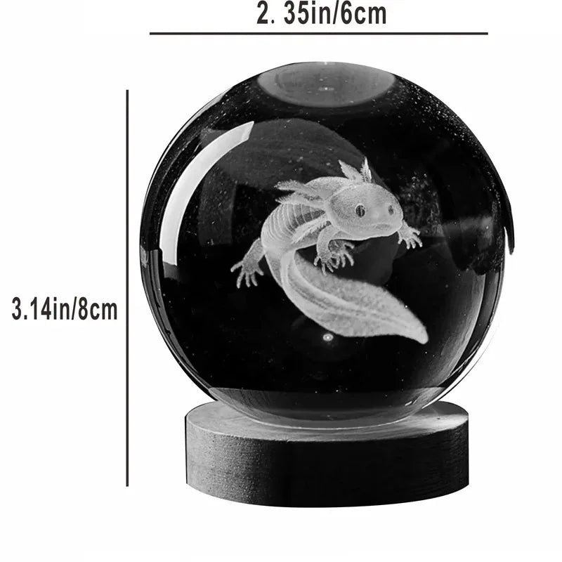 3D Axolotl Laser Engraved Crystal Night Light - Perfect Gift for Kids & Loved Ones-World Bazaar Life