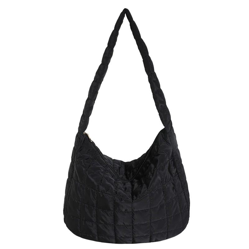 Puffer Tote Bag for Women Lightweight Down Cotton Padded Crossbody Bag Large Capacity Handbag Puffy Purse for Shopping Travel ?-World Bazaar Life