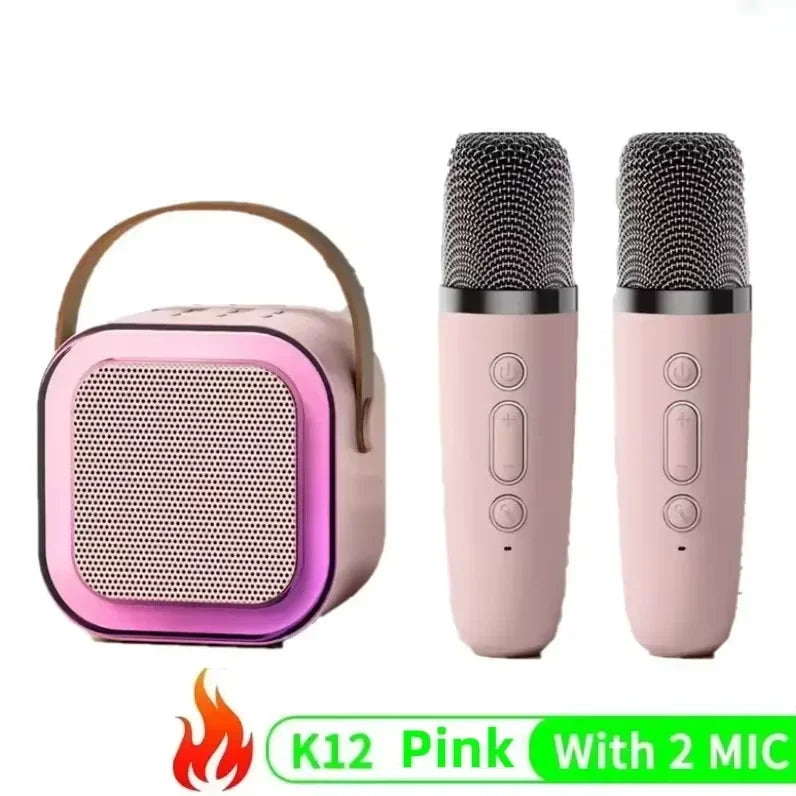 K12 Bluetooth Karaoke Machine Portable 5.3 PA Speaker System with 1-2 Wireless Microphones Home Family Singing Children's Gifts-World Bazaar Life