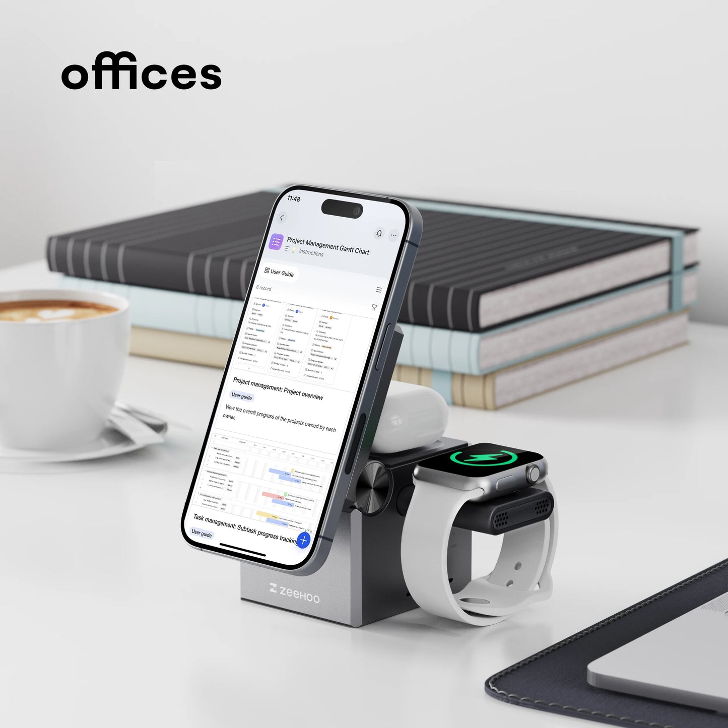 ZeeHoo 3-in-1 Charging Station for iPhone, MagSafe Wireless Stand - World Bazaar Life