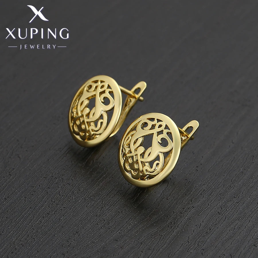 Xuping Jewelry New Arrival Simple No Stone Light Gold Color Hoop Earrings for Women Girl Party Gift X000704213