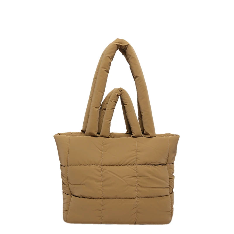 Puffer Tote Bag for Women Lightweight Down Cotton Padded Crossbody Bag Large Capacity Handbag Puffy Purse for Shopping Travel 