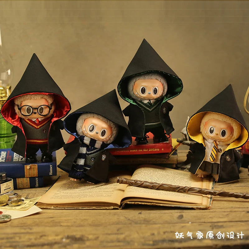 17cm Labubu Fashion Cloak Set Vinyl Doll Clothing Decoration Magic Academy Style Clothing Shoes Glasses Accessories Gifts